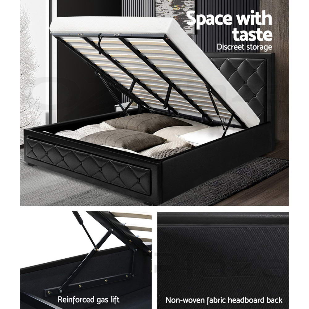 Ardmore Gas Lift Leather Bed Frame – Black – King