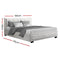 KING Size - Leather Gas Lift Bed Frame - White