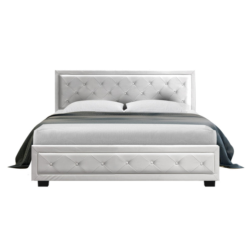 QUEEN Size - Gas Lift Bed Frame - White