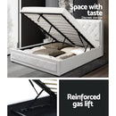 QUEEN Size - Gas Lift Bed Frame - White