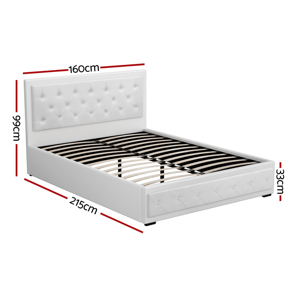 Valentina Gas Lift Bed Frame – White – Queen