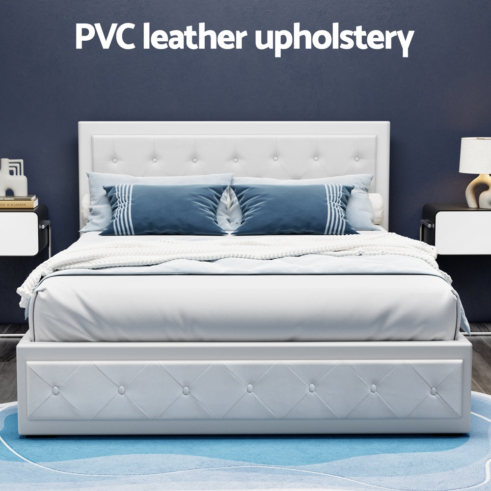 Valentina Gas Lift Bed Frame – White – Queen
