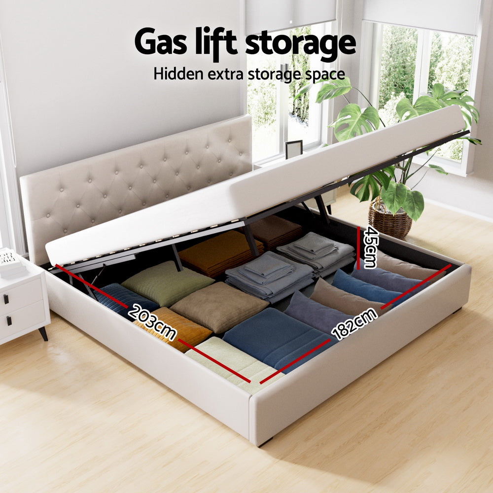 Valdez Gas Lift Bed Frame – Beige – King