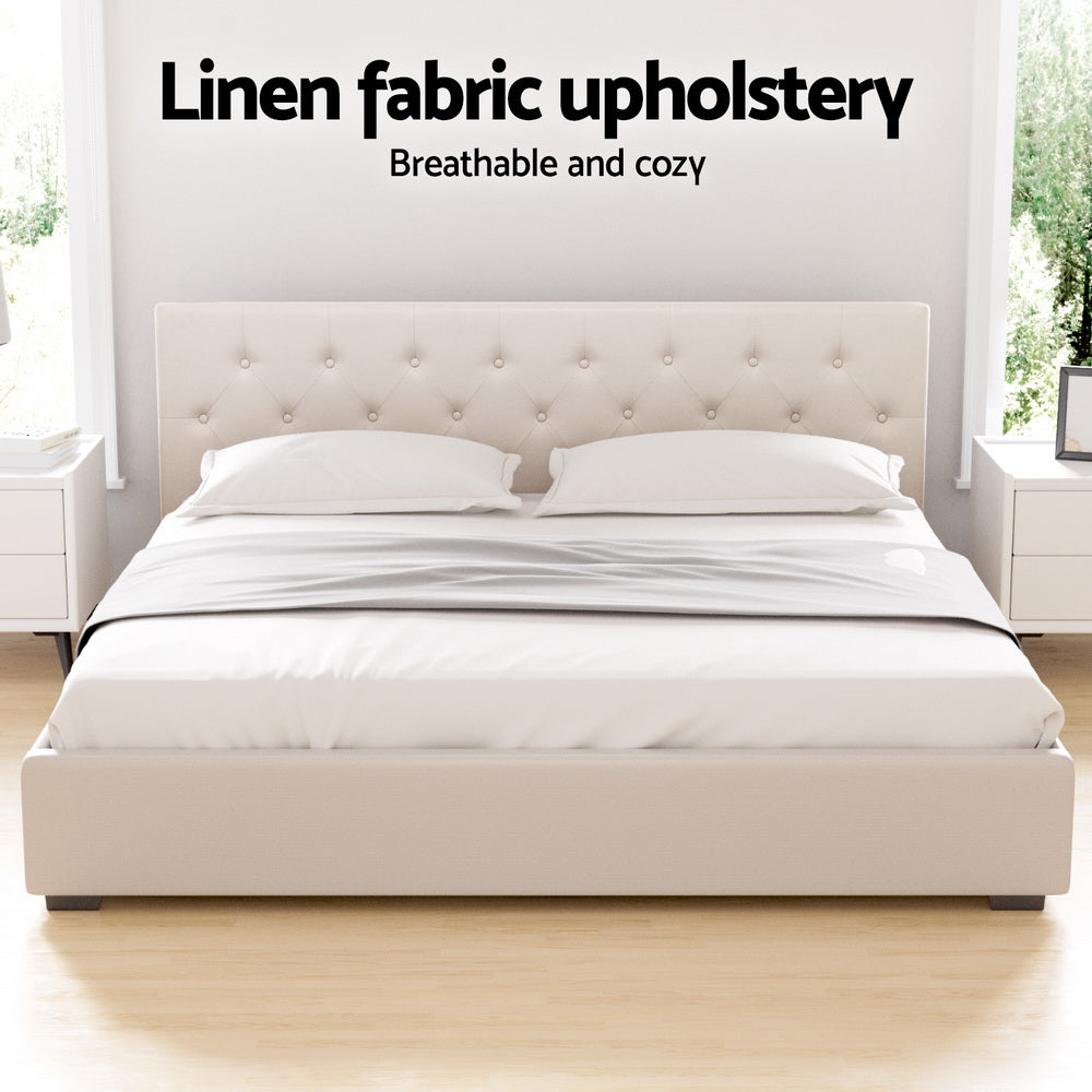 Valdez Gas Lift Bed Frame – Beige – King