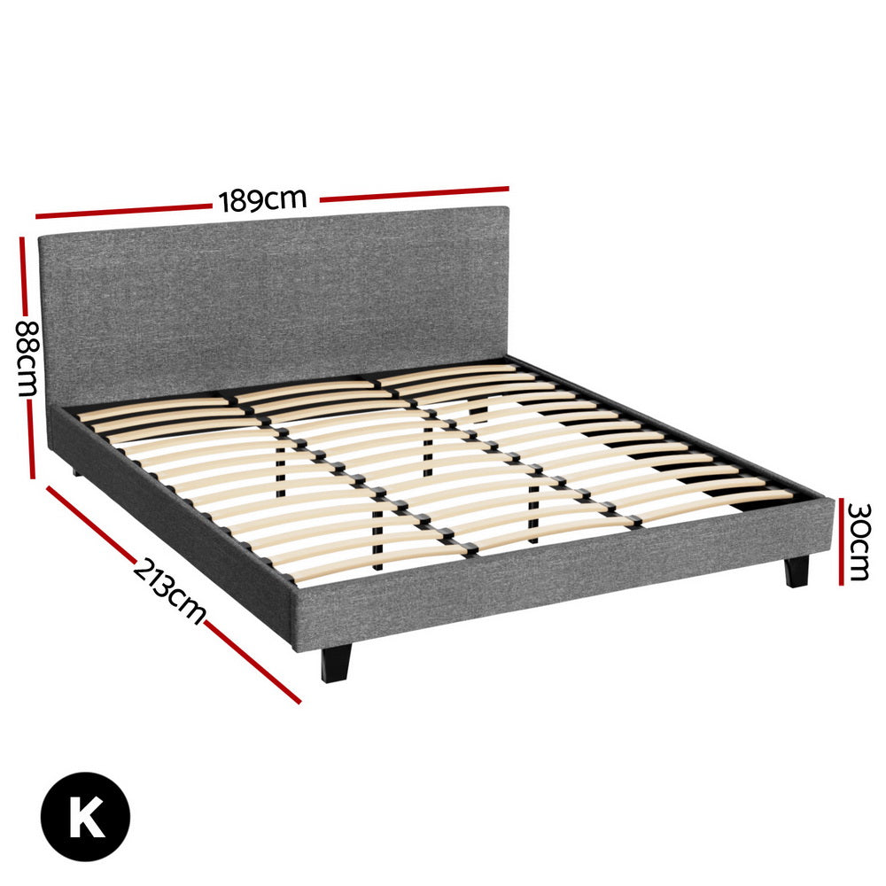 Nolan Fabric Bed Frame – Grey – King