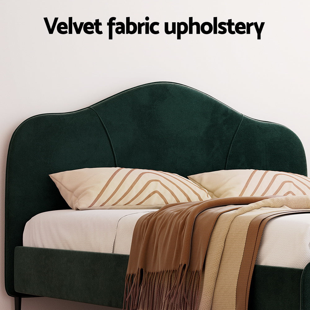 Olan Velvet Bed Frame – Green – Queen