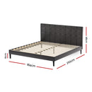 KING Size - LED Leather Bed Frame - Black