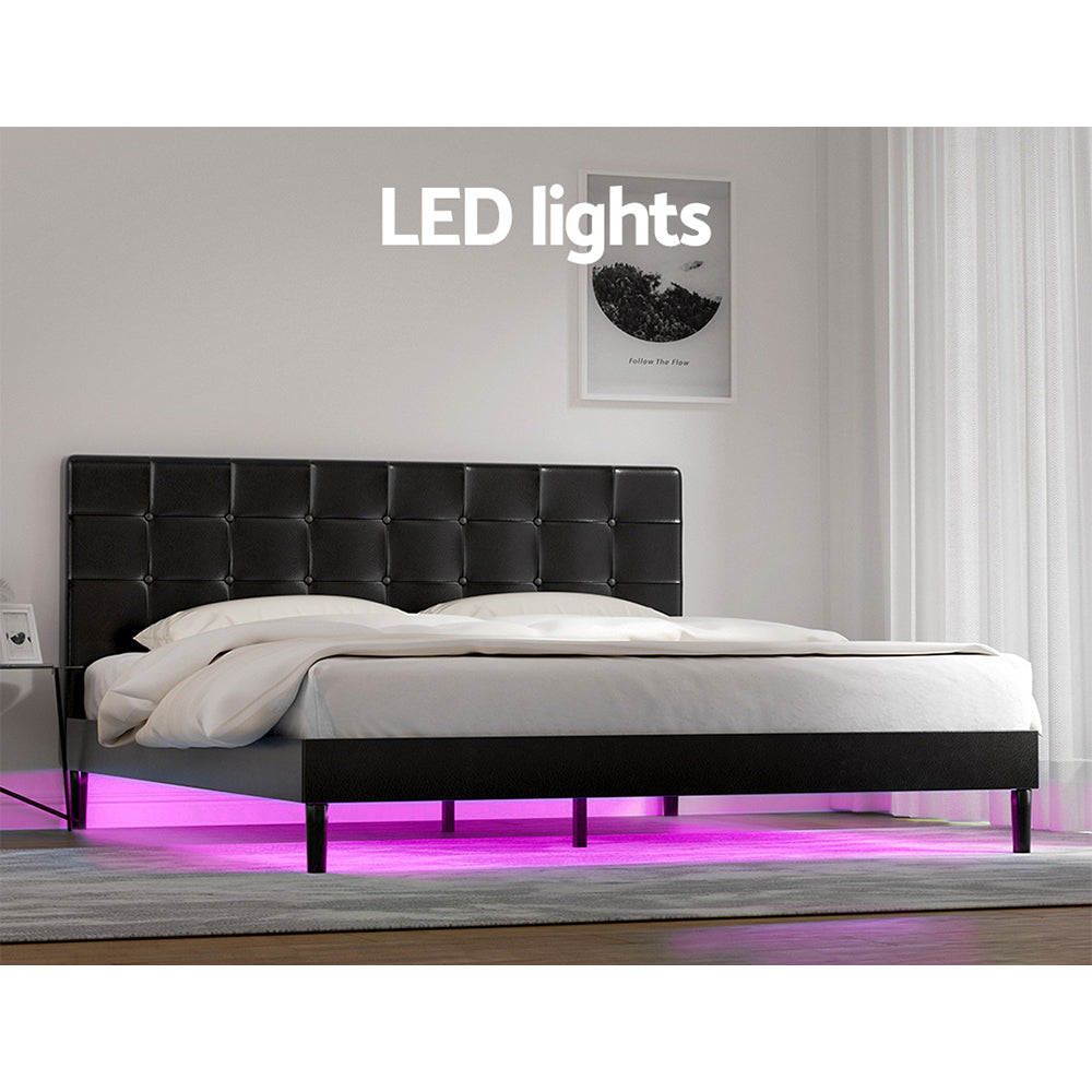 Barton RGB LED Bed Base – Black – King
