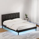 QUEEN Size - LED Leather Bed Frame - Black