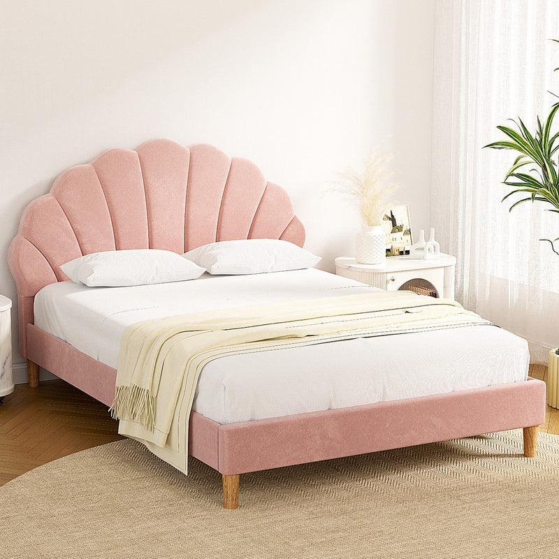 DOUBLE Size - Scallop-Shape Velvet Frame - Pink