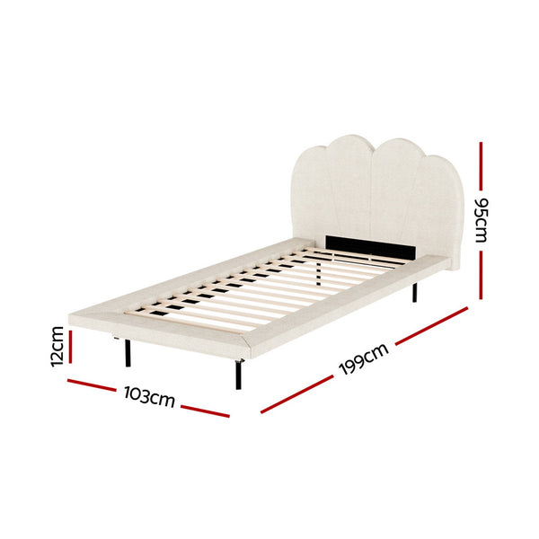 SINGLE Size - Boucle Beige Bed Frame