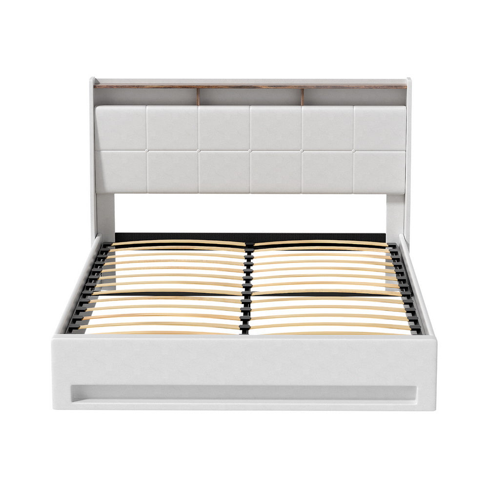 Bishop Leather Bed Head – White – Double