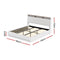 KING Size - Gas Lift LED Leather Bed Frame - White