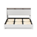 KING Size - Gas Lift LED Leather Bed Frame - White