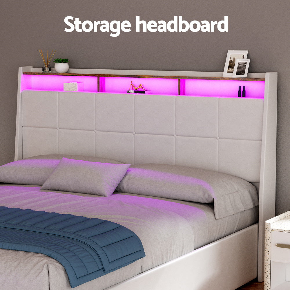 Sutton Leather Bed Head – White – Queen
