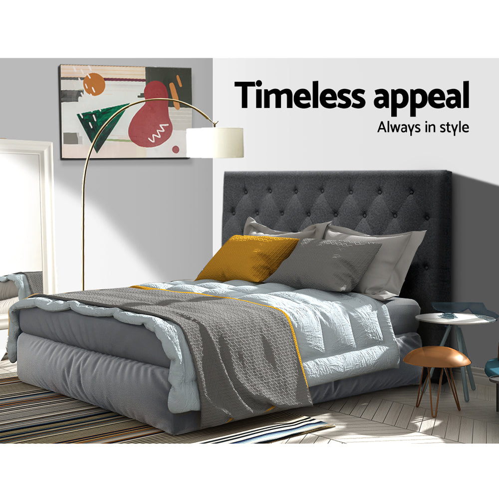 Harlow Tufted Linen Bed Head – Brown – Double