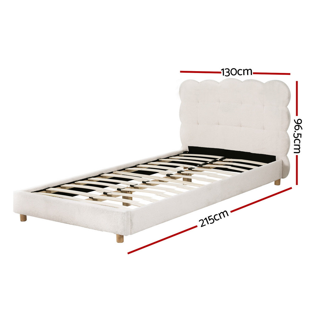 Sutton Bouclé Bed Head – White – King Single