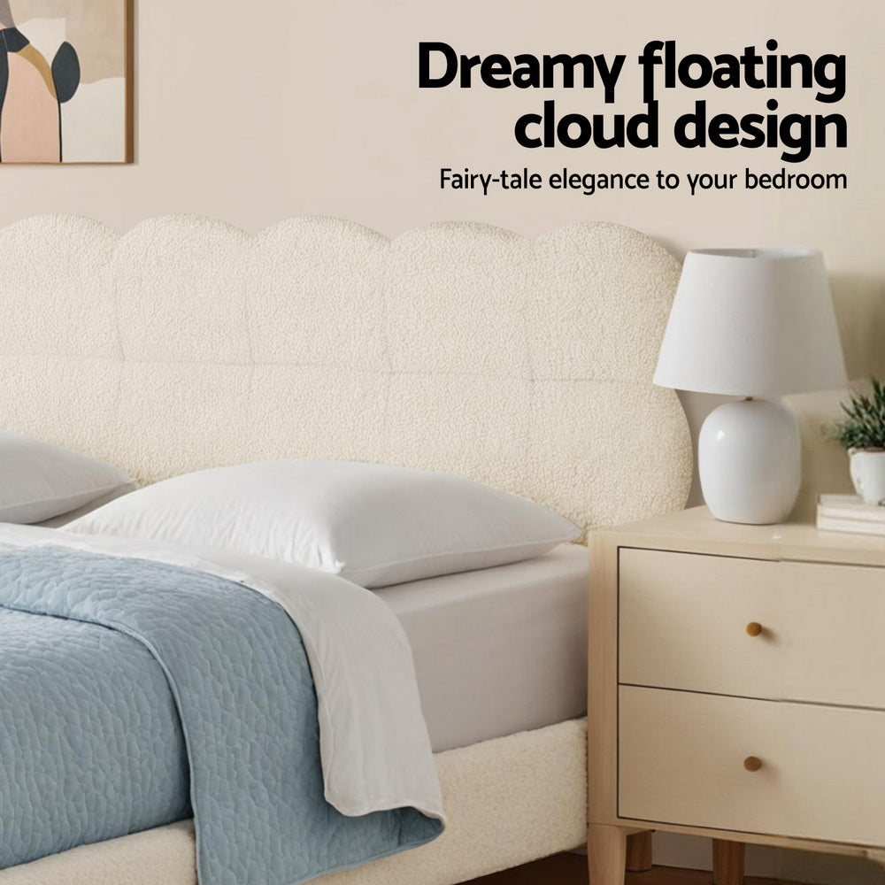 Sutton Bouclé Bed Head – White – King Single