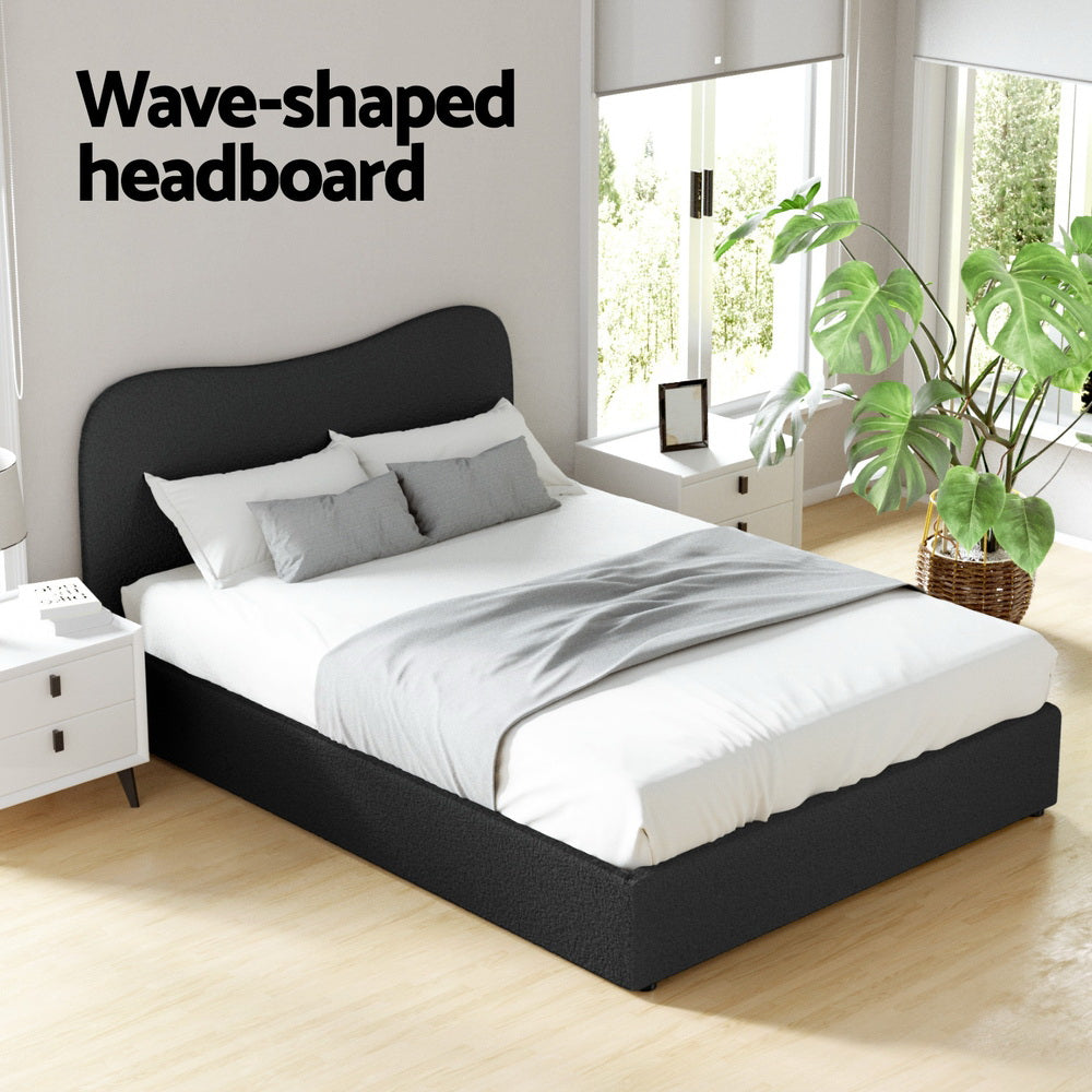 Dara Bouclé Bed Frame – Black – Double