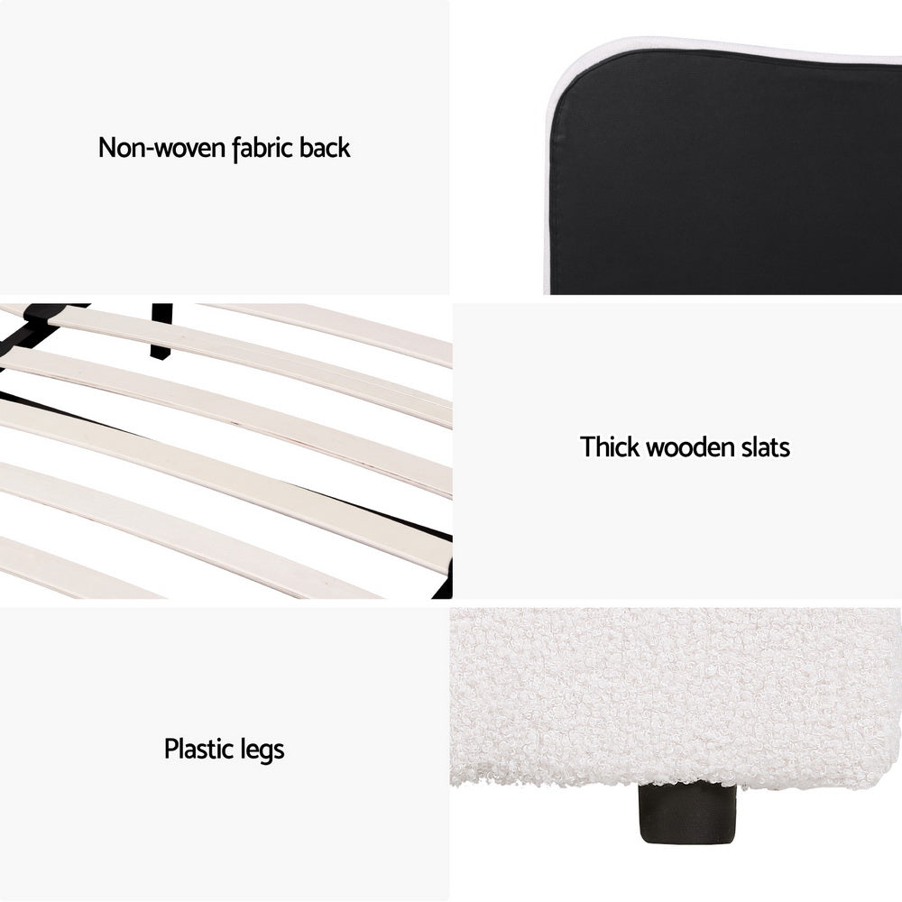 Alba Bouclé Upholstered Bed Frame – Beige – Double