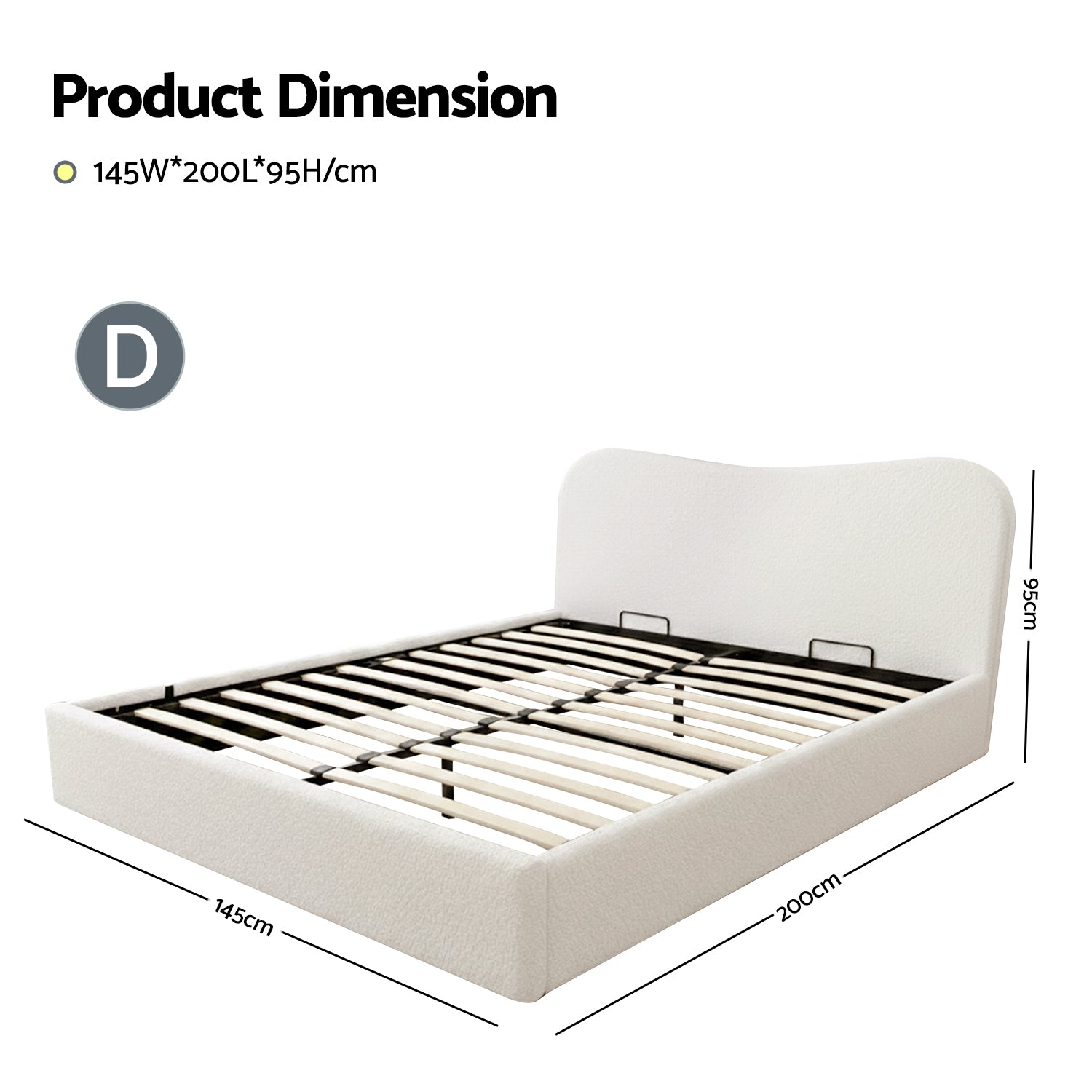 Cove Gas Lift Storage Bed Frame – White – Double