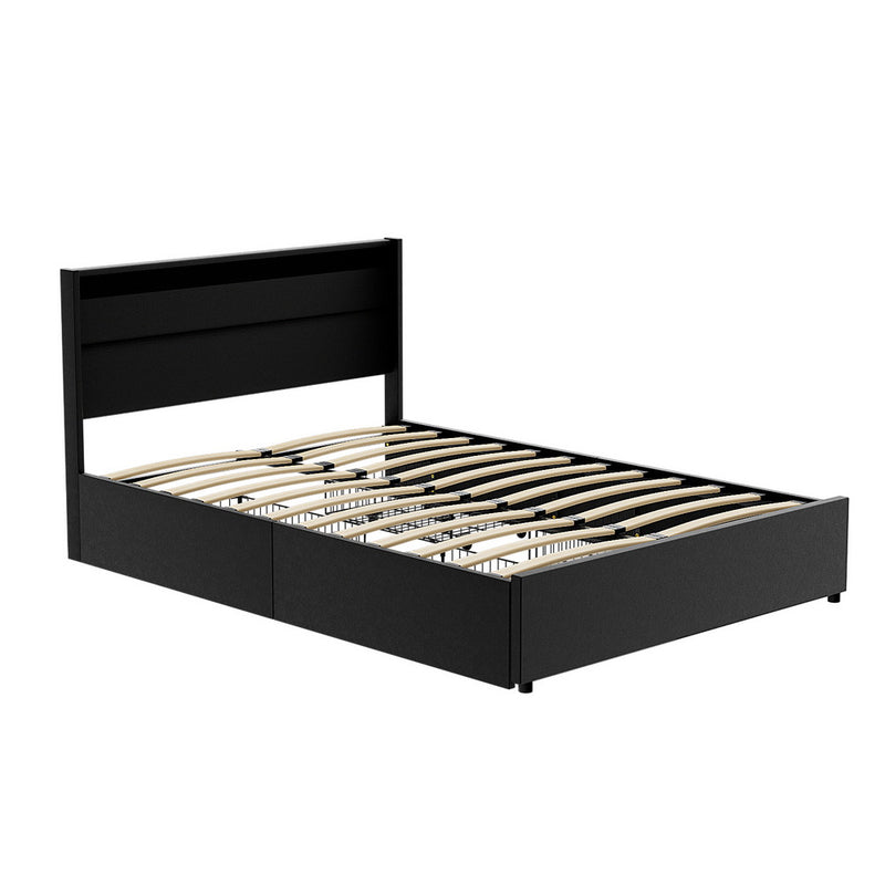 DOUBLE Size -  Bed Frane with 4 Drawers - Black