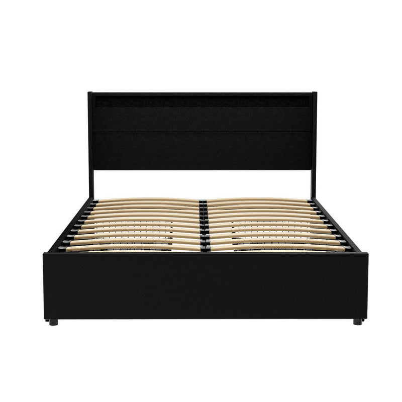 DOUBLE Size -  Bed Frane with 4 Drawers - Black