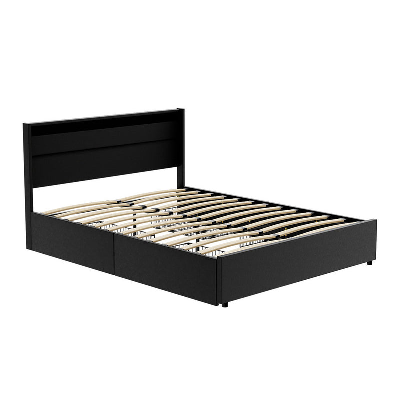 QUEEN Size -  Bed Frane with 4 Drawers - Black