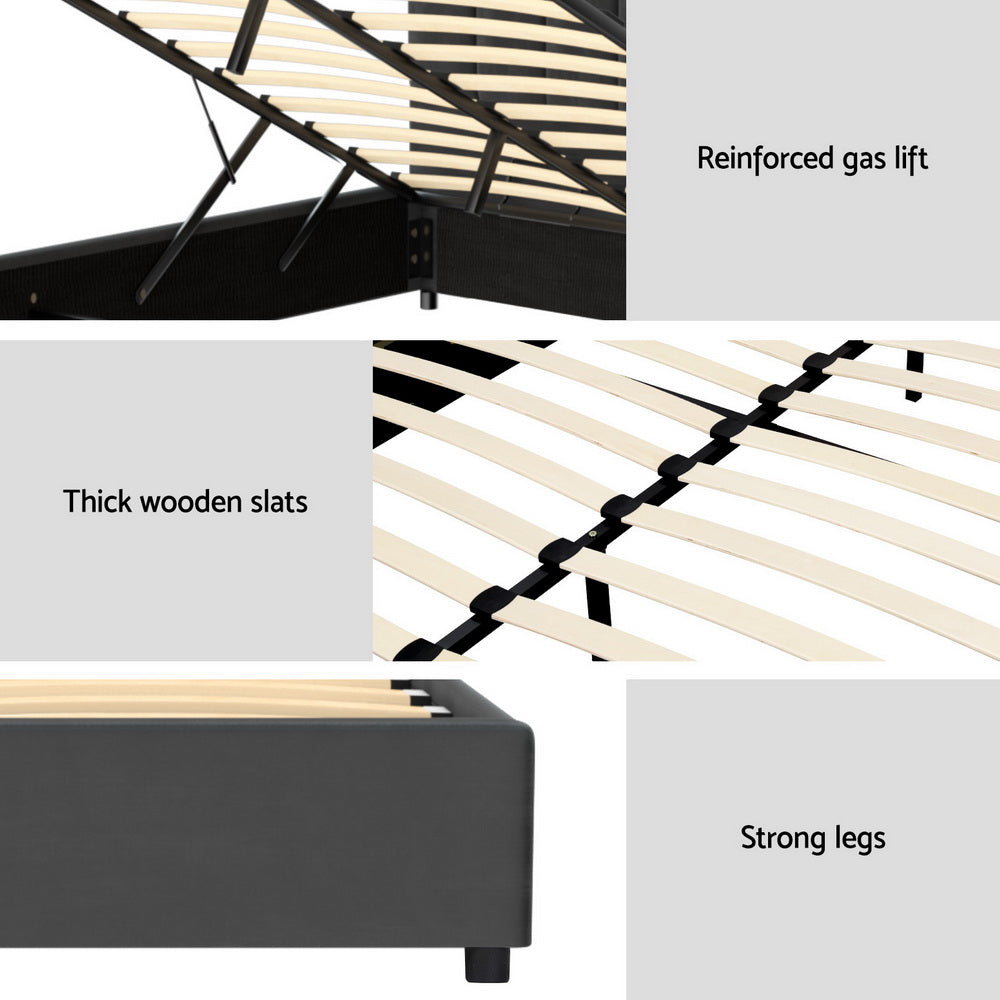 Fion Velvet Gas Lift Bed Frame – Grey – Double