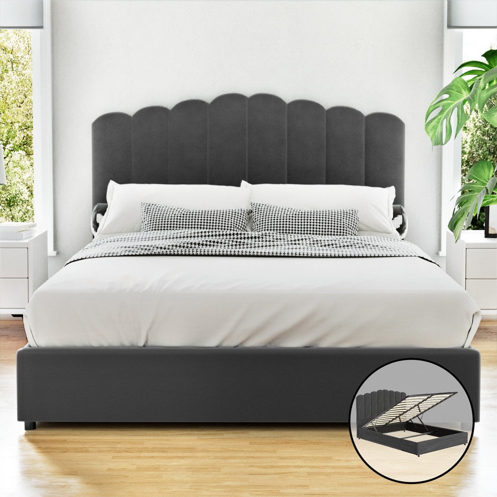 Bed Frame Velvet Grey FION – Double