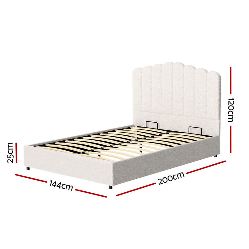 DOUBLE Size - Gas Lift Boucle Fabric Bed Frame