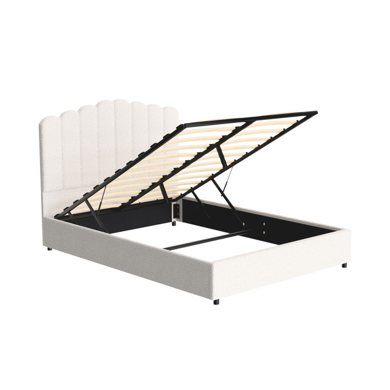 DOUBLE Size - Gas Lift Boucle Fabric Bed Frame