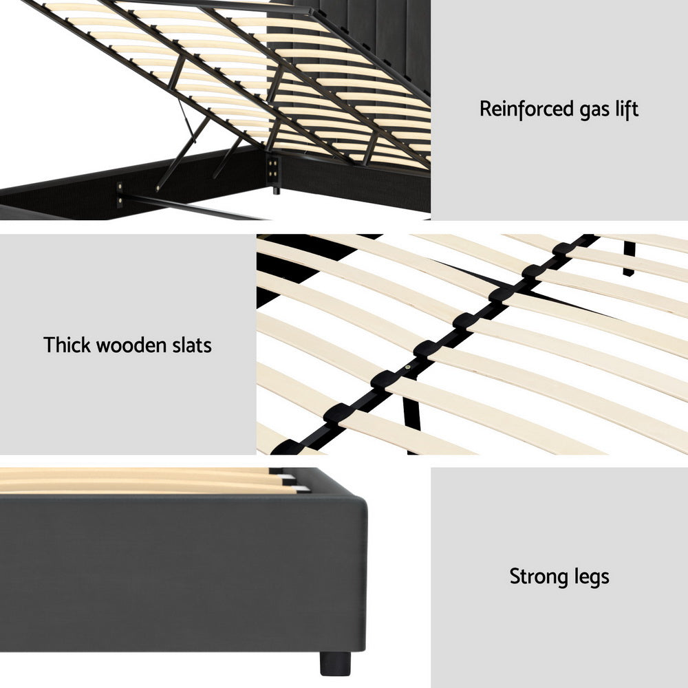 Vail Gas Lift Storage Bed Frame – Grey – King