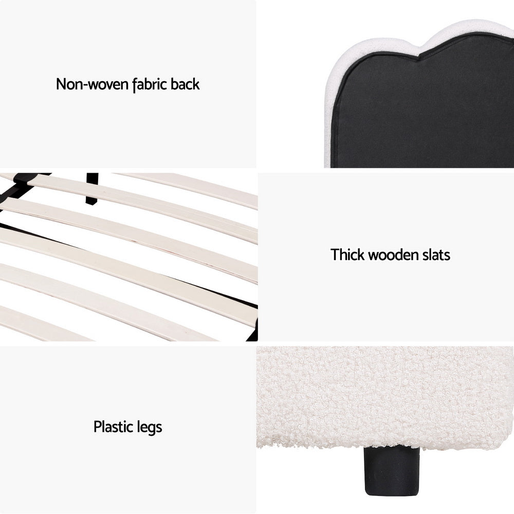 Fiora Bouclé Gas Lift Bed Frame – Beige – King