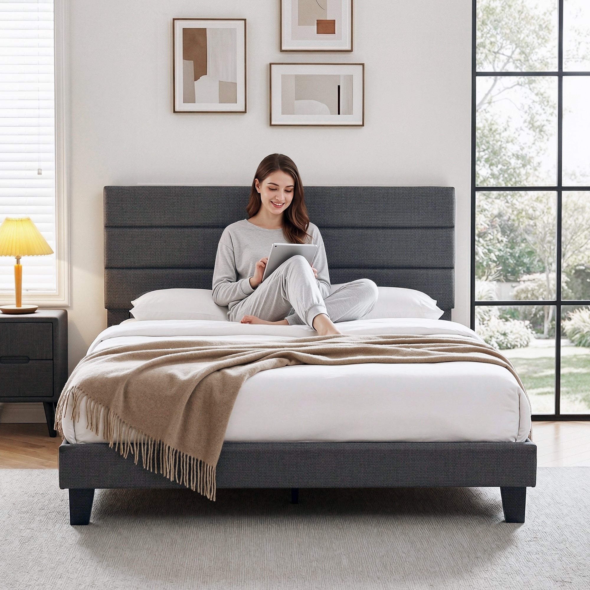 Linden Bed Frame – Charcoal Grey – King