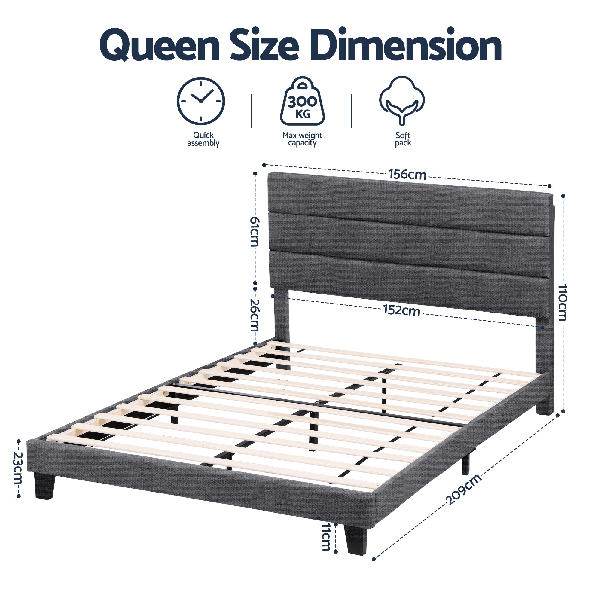 Hush Platform Bed Frame – Charcoal – Queen