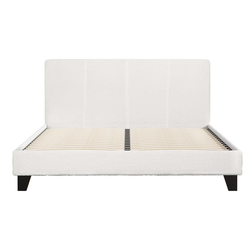 Neo Bouclé Bed Frame – White – Double