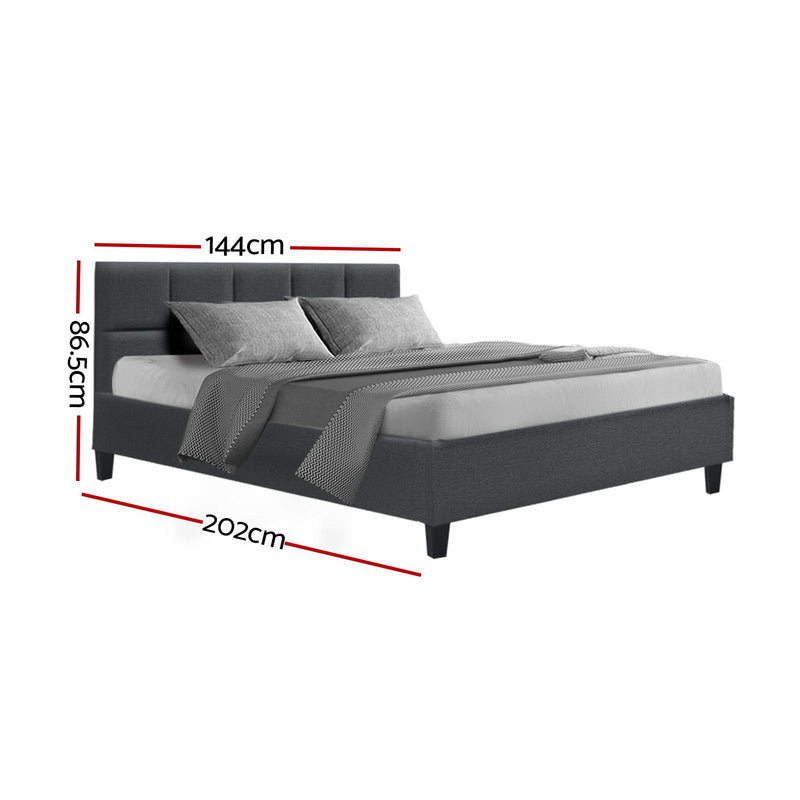 DOUBLE Size - Linen Fabric Bed Frame - Charcoal