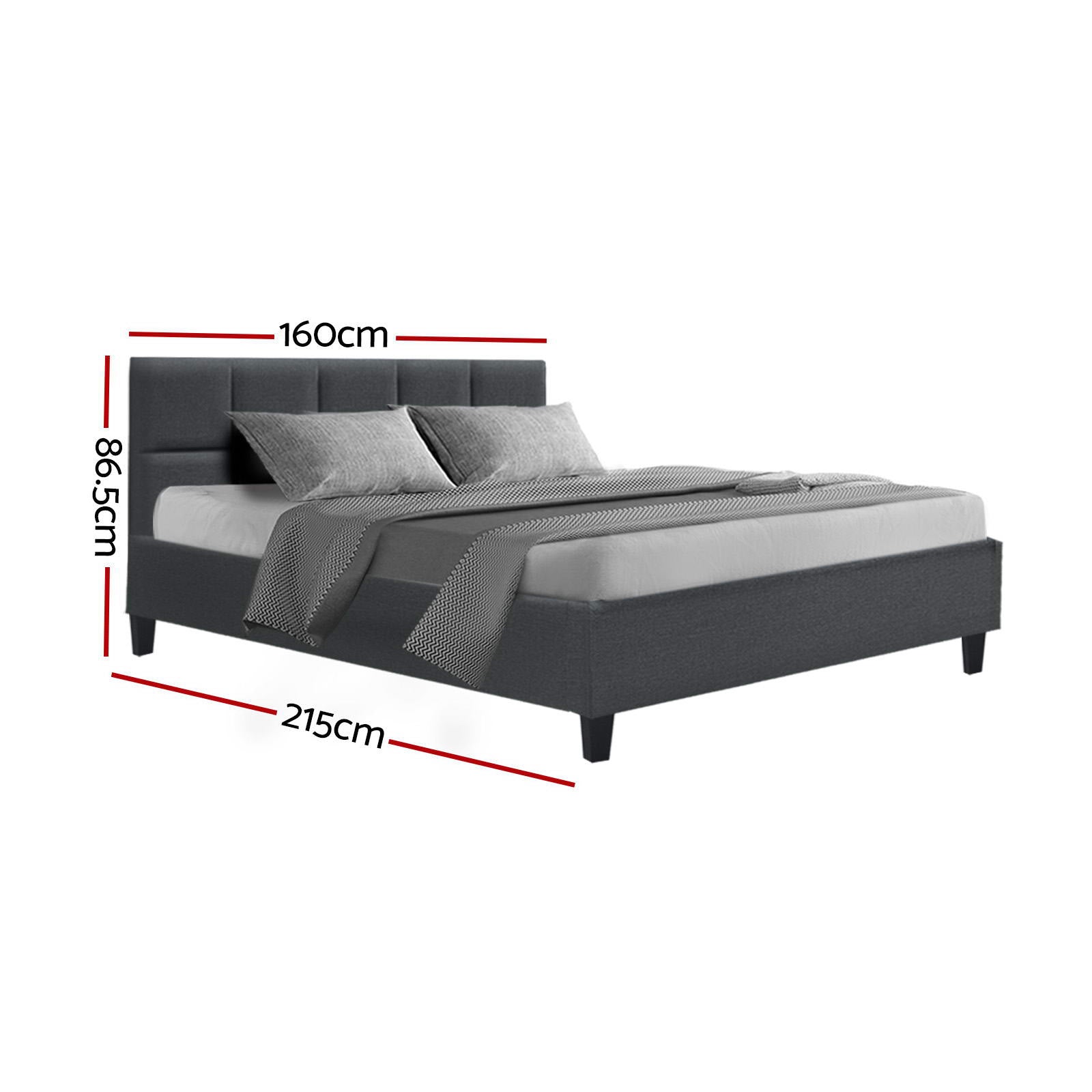 Marston Linen Bed Frame – Charcoal – Queen