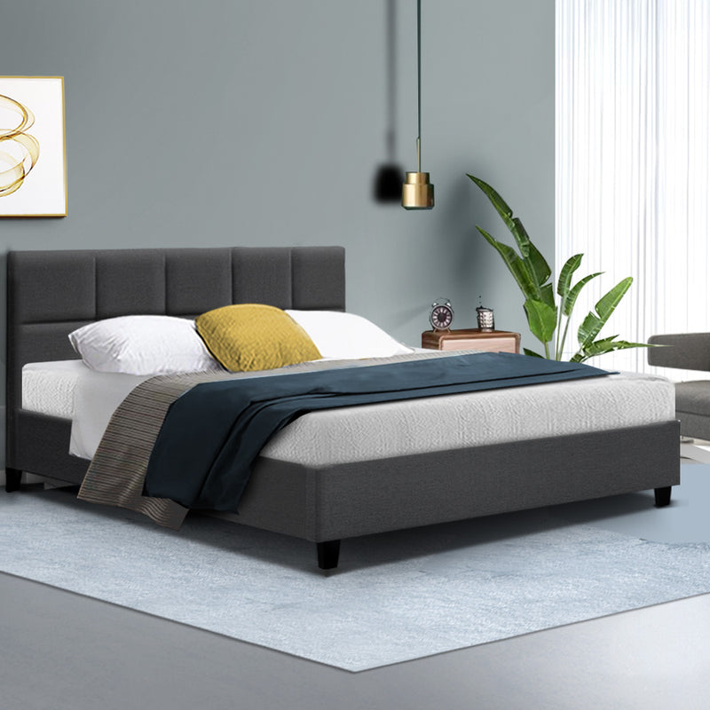 QUEEN Sixe - Linen Bed Frame - Charcoal