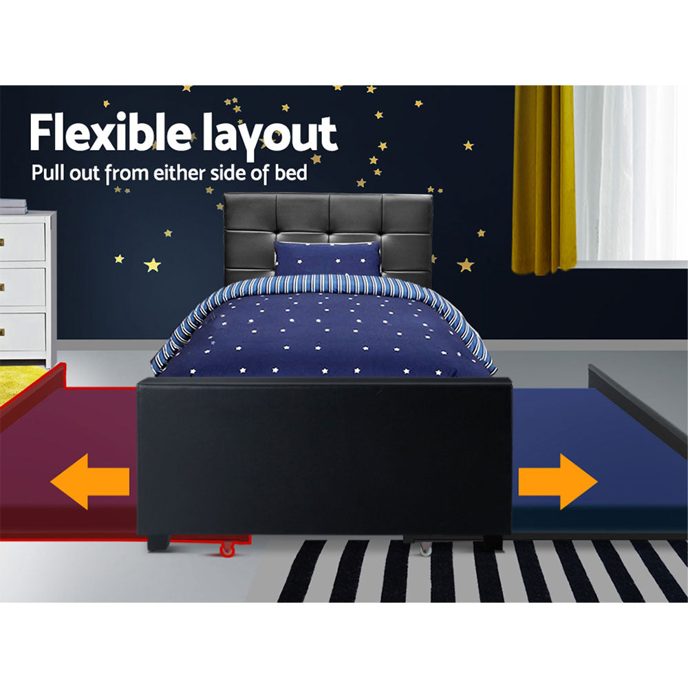 Arden Trundle Bed Frame – Black – King Single