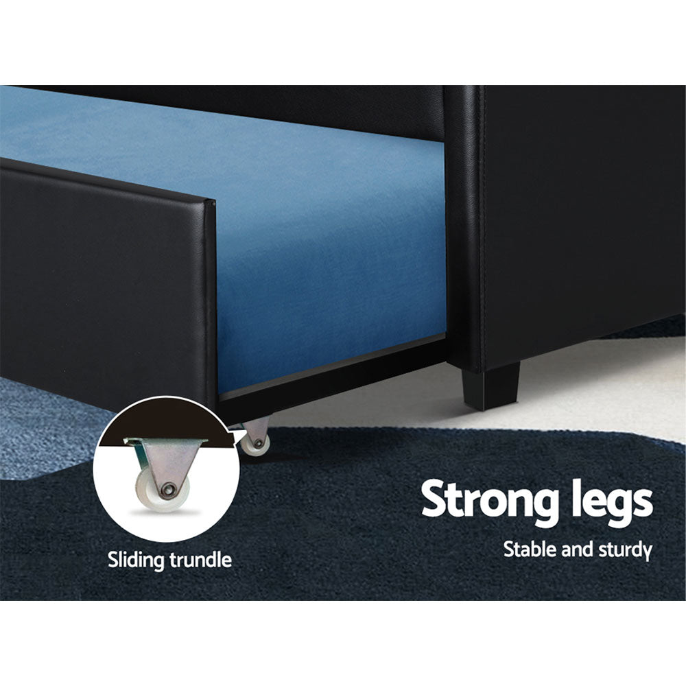 Arden Trundle Bed Frame – Black – King Single