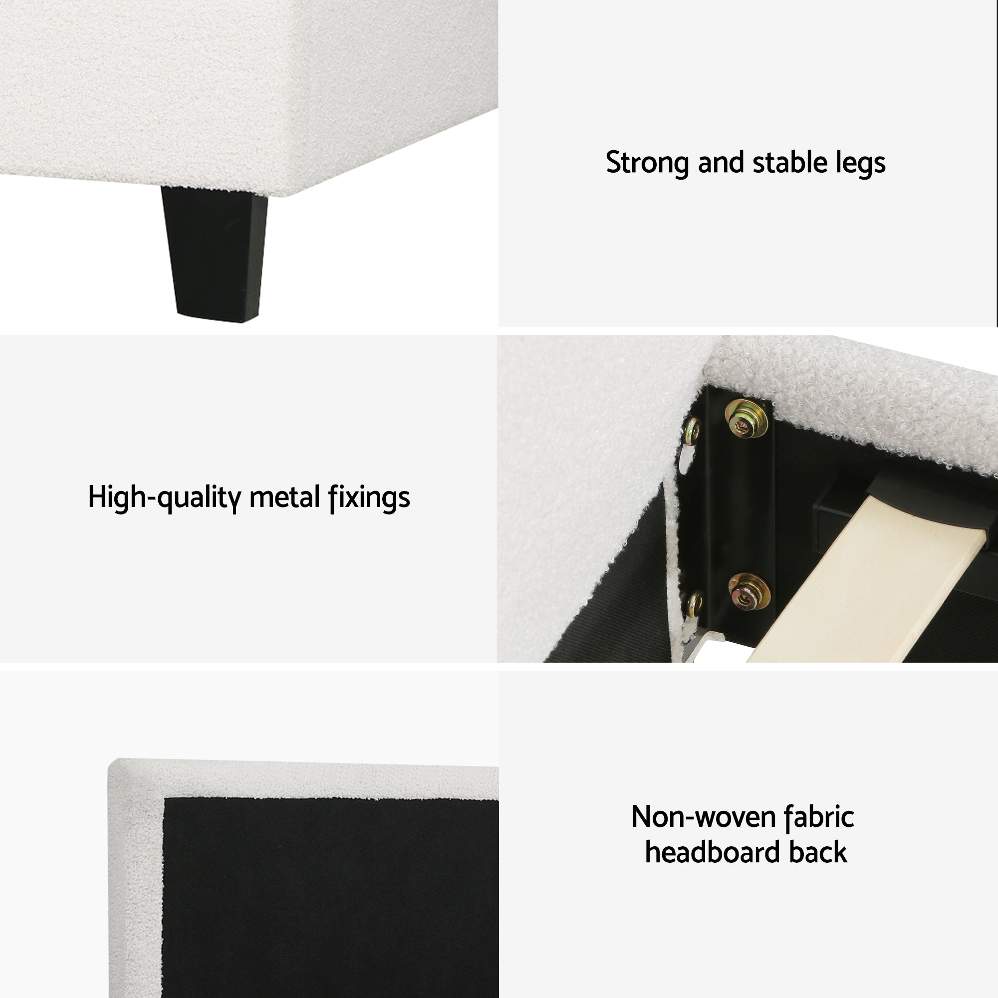 Nova Bed Frame with Hybrid Mattress Set – White – Single