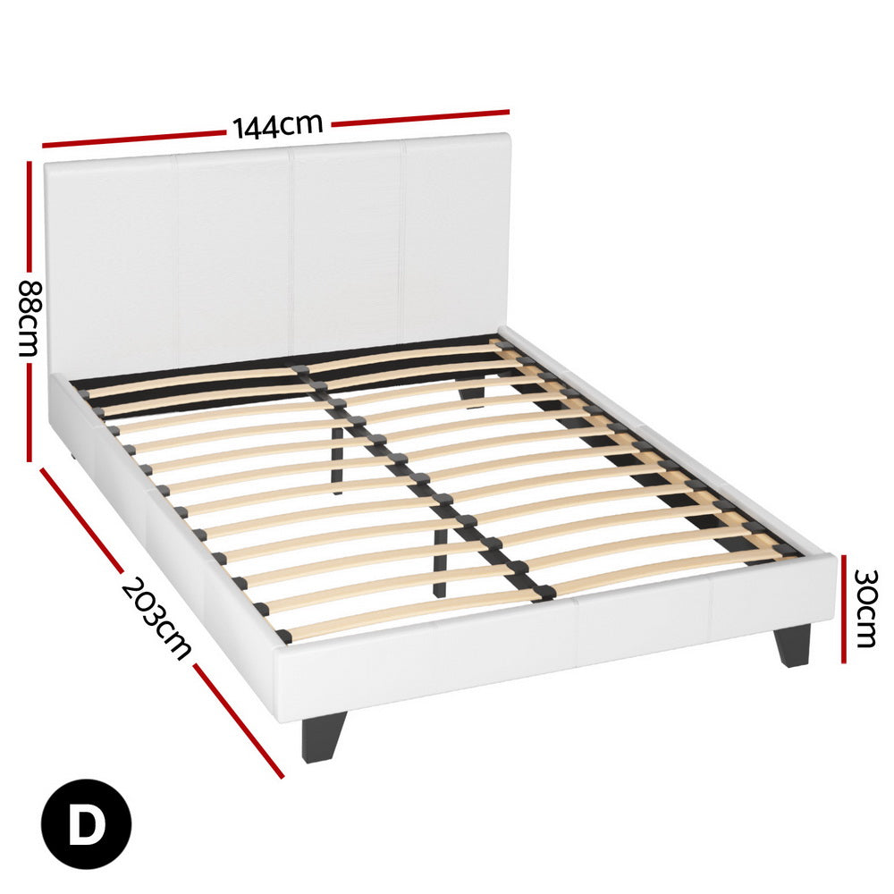 Neo Bed Frame with BedStory Hybrid Mattress Bundle – White – Double