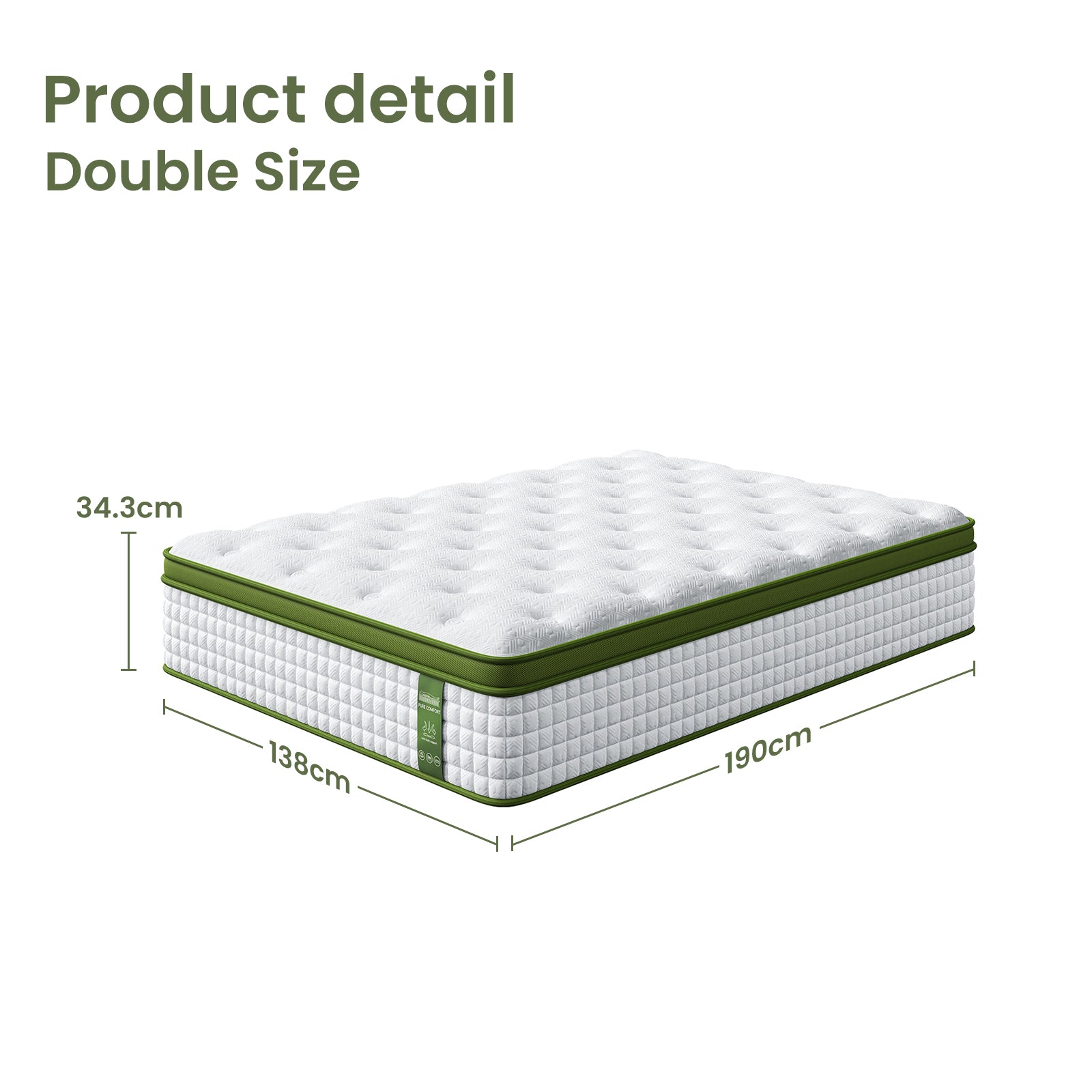 Neo Bed Frame with BedStory Hybrid Mattress Bundle – White – Double
