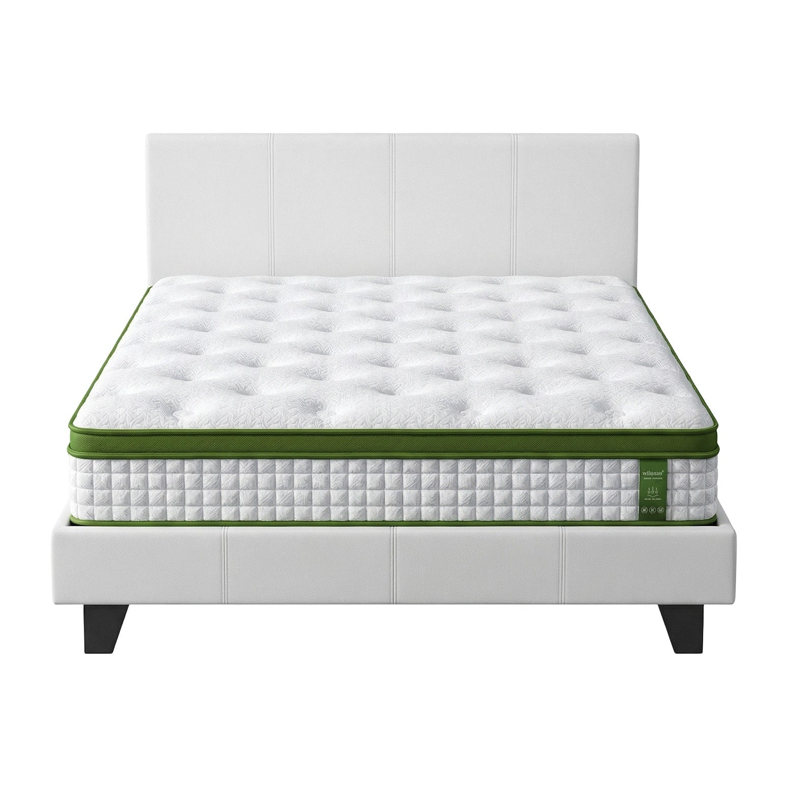 Neo Bed Frame with Hybrid Mattress – White – Double