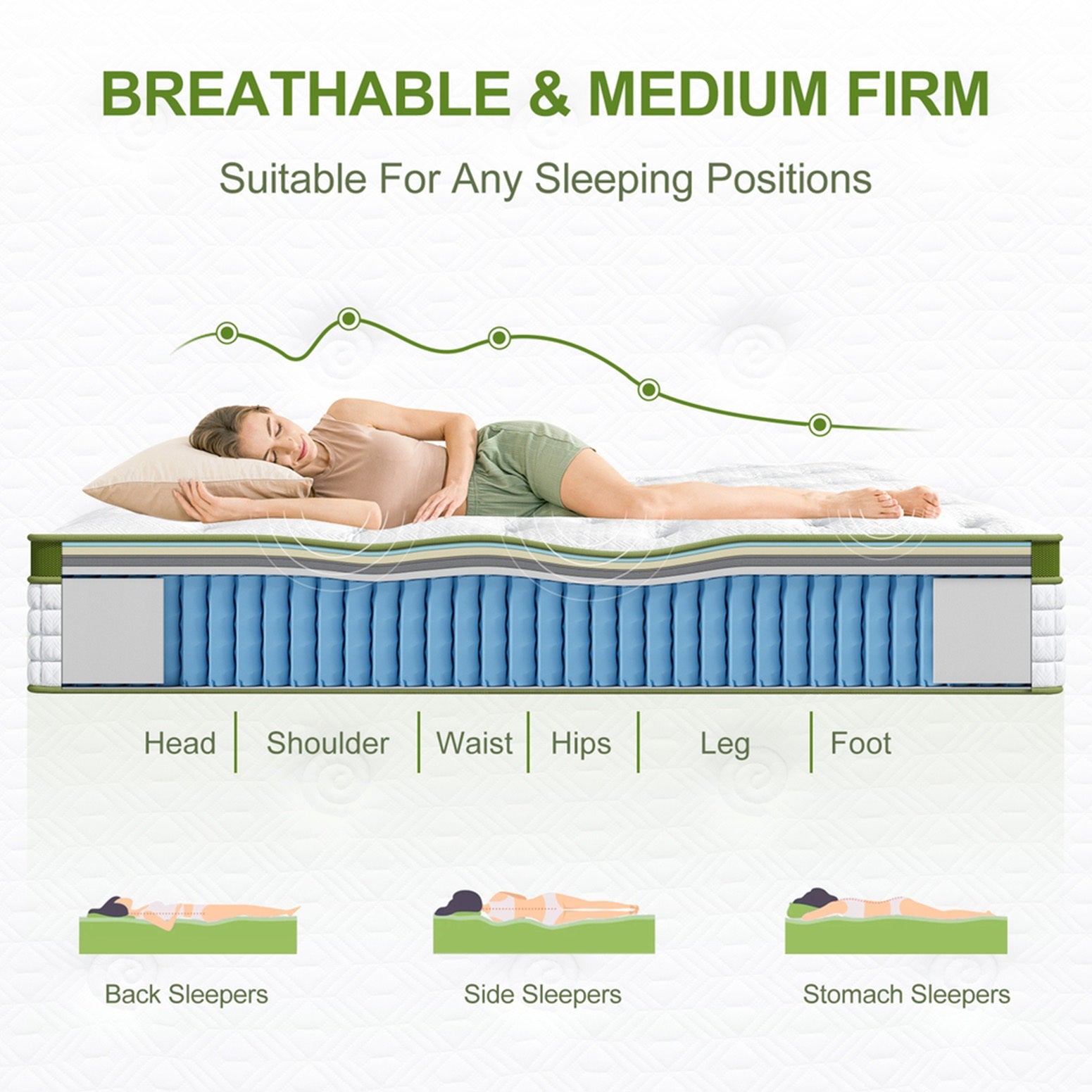 Neo Bed Frame with Hybrid Mattress – White – Double