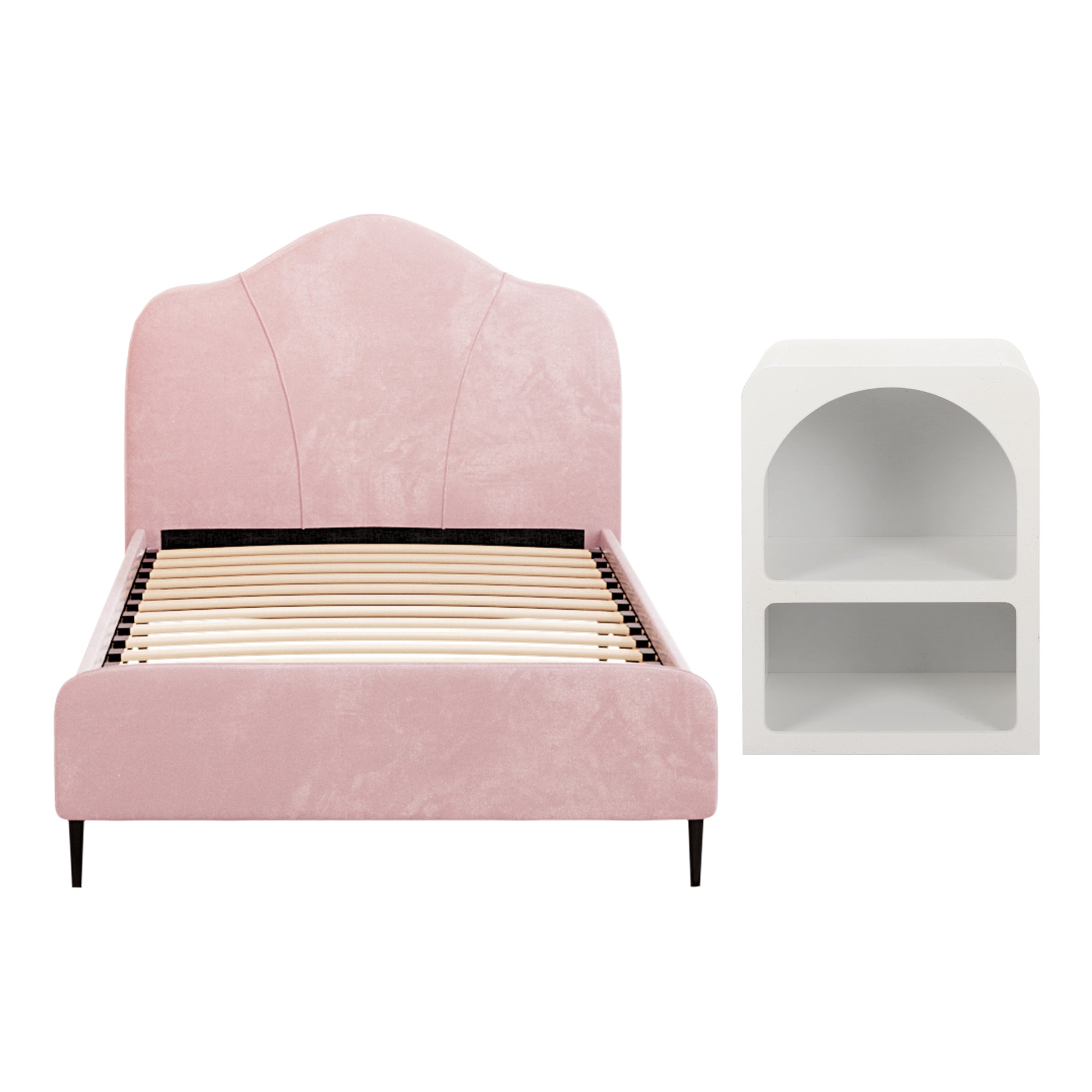 Olan Storage Bed Frame Set – Pink – King Single
