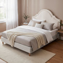 Rowan Bed Frame with Storage Scalloped Velvet Headboard Wooden Platform Base – Queen