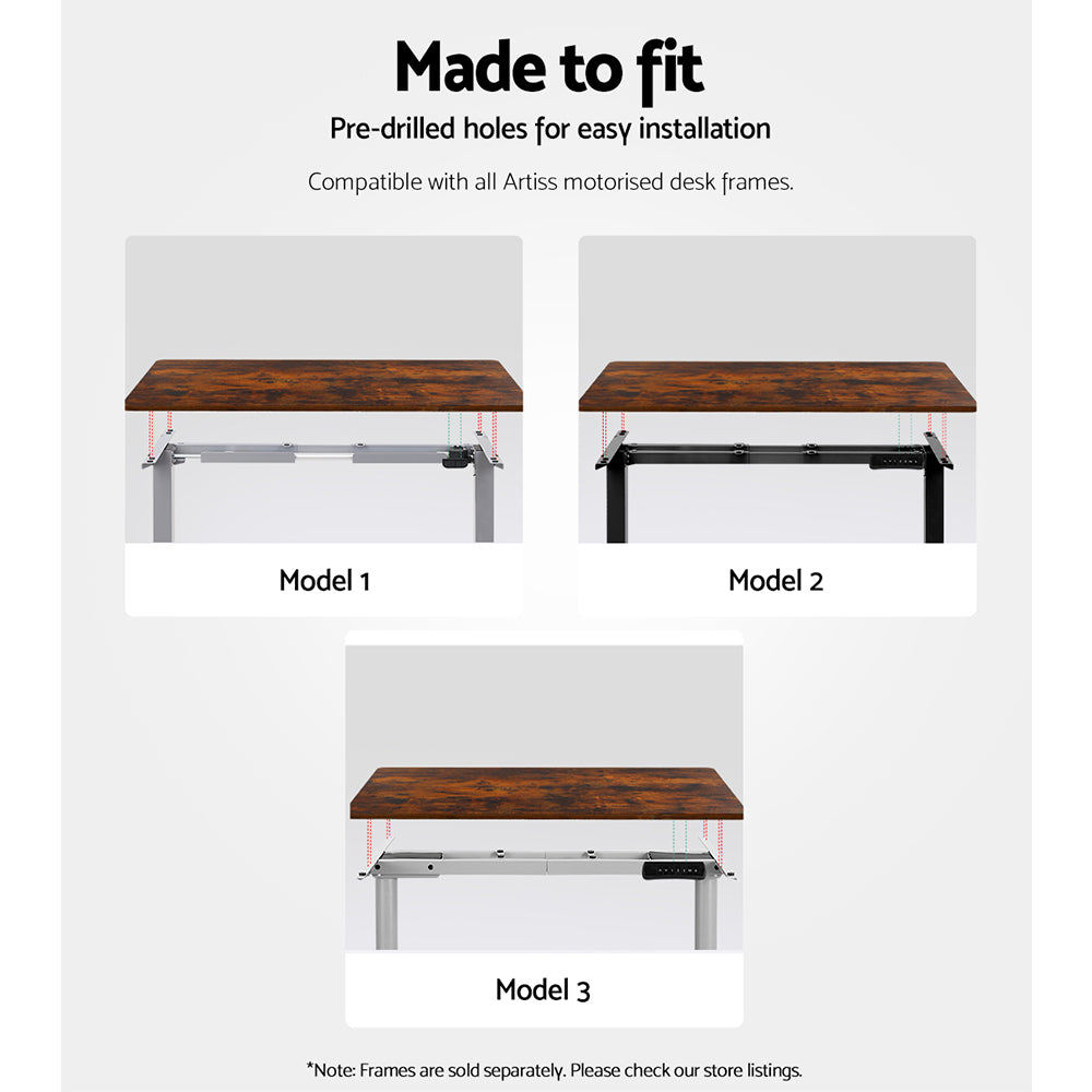 Serano Electric Desk Desktop – Rustic Brown – 140 cm